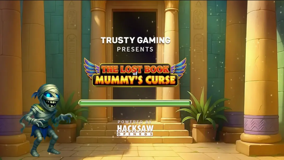 Tampilan visual slot The Lost Book of Mummy’s Curse dengan tema Mesir yang ceria